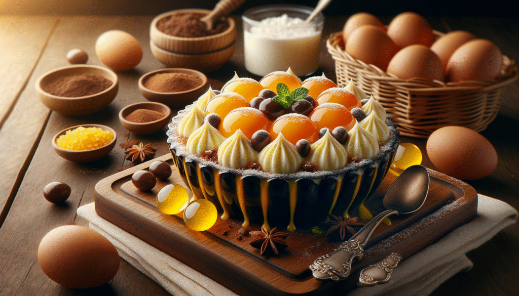 alt_text: A tempting dessert cover for 'Doce de ovos nevados,' showcasing elegance and Brazilian culinary charm.