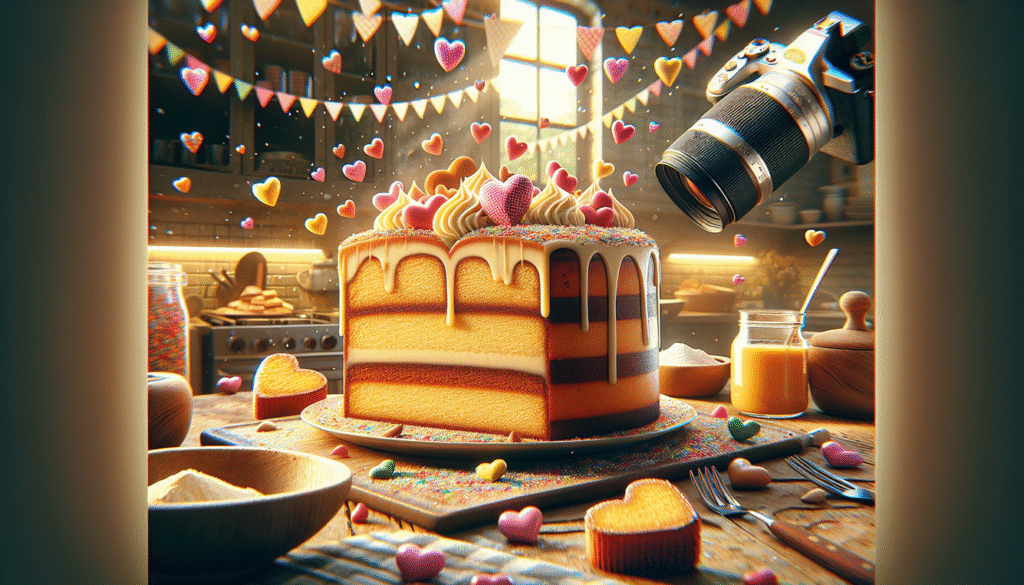 alt_text: Colorful cookbook cover with a slice of leite cake, hearts, and cozy kitchen vibes for family sharing.