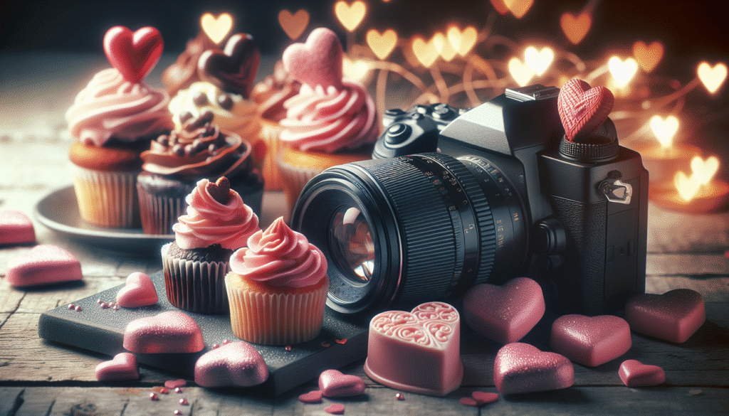 alt_text: A romantic cover image featuring Valentine's desserts like heart-shaped chocolates and pink cupcakes.
